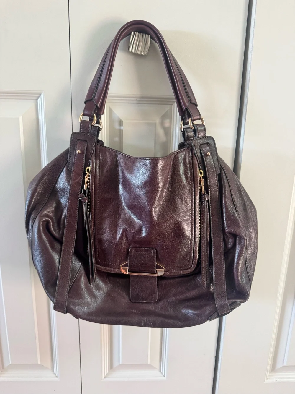 Kooba Women’s Leather Satchel Handbag in Deep Burgundy purse
